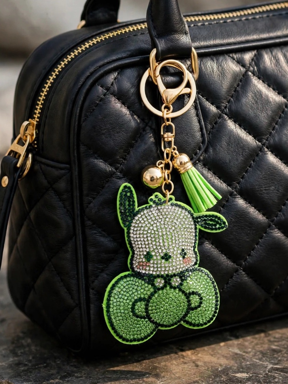 Pochacco green bow keychain bag charm
